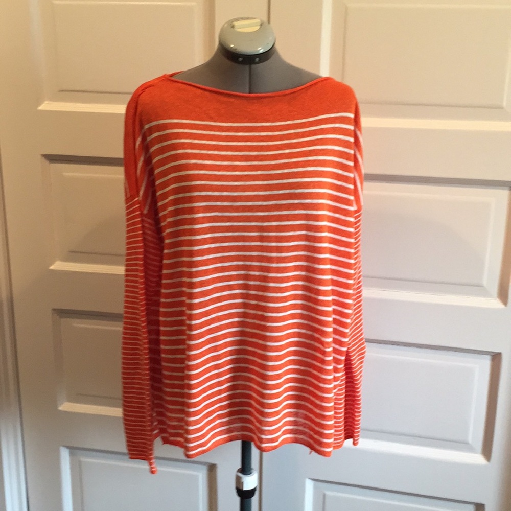 Vince orange & white linen